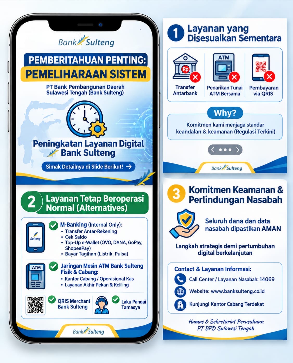 PEMBERITAHUAN PENTING: PEMELIHARAAN SISTEM - PENINGKATAN LAYANAN DIGITAL BANK SULTENG